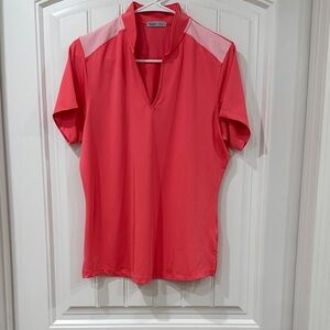 Vibrant Coral Short Sleeve Golf Top